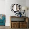 Round Accent Wall Mirror with Scalloped Design and Beveled Edges, Silver