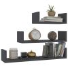 Wall Display Shelf 3 pcs Gray Engineered Wood