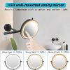 8 Inch 3 Colors LED Lighted, Wall Mounted Makeup Mirror, Double Sided 1X /10X HD Magnifying, 360° Swivel with Extension Arm
