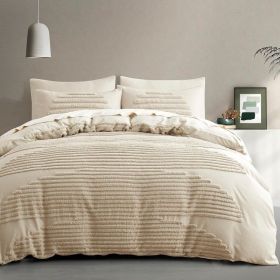 5 Pieces King Duvet Cover Set, Boho Bedding Sets for Modern Home, Tufted and Super Soft Comforter Covers (Color: Beige, size: KING)